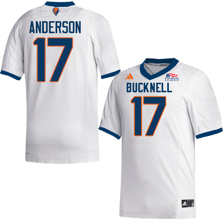 Bucknell Bison #17 Nate Anderson College Football Jerseys,Uniforms-White
